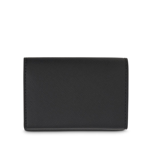 Trifold Saffiano Leather Wallet in Black