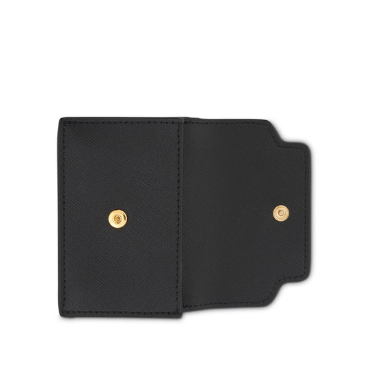 Trifold Saffiano Leather Wallet in Black