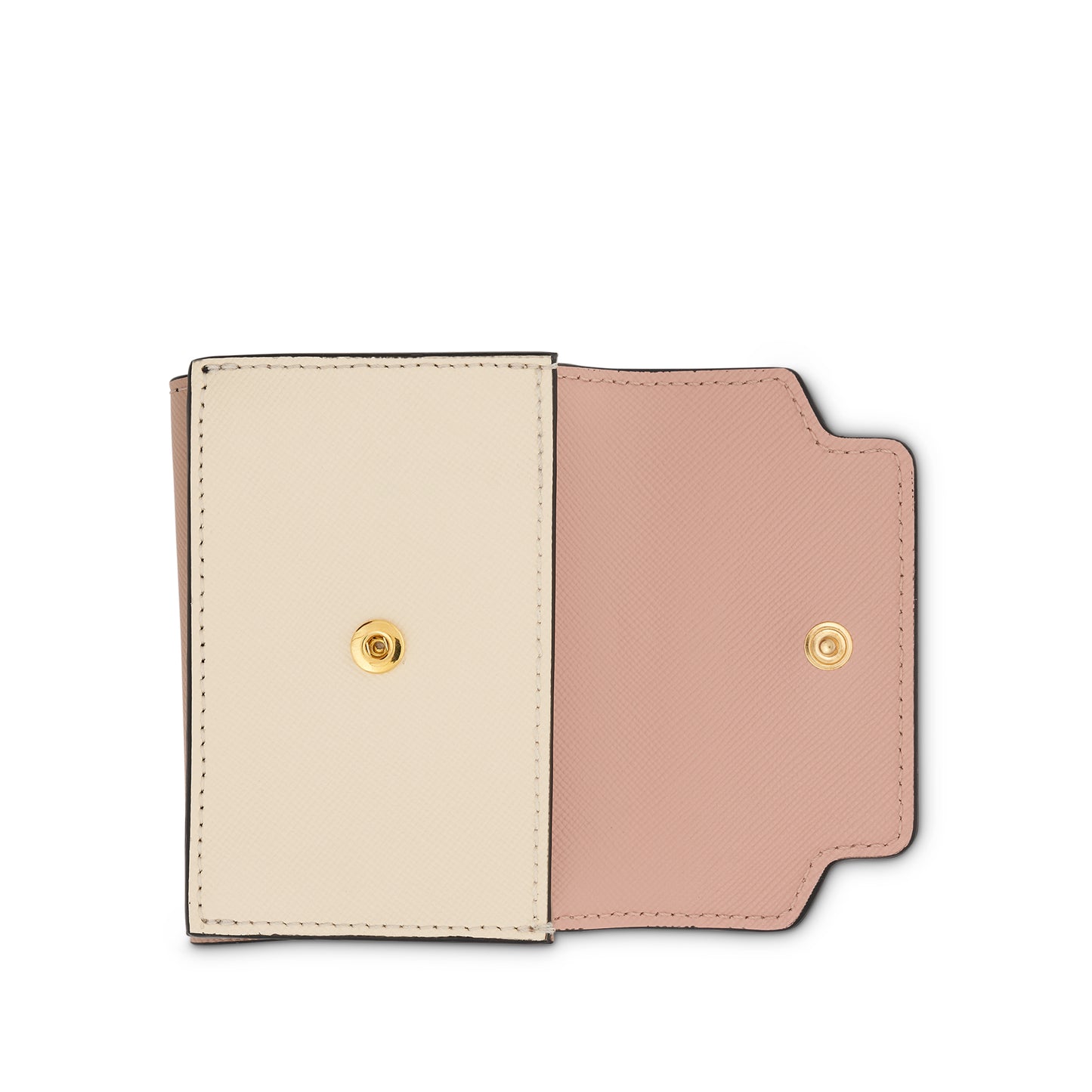 Trifold Saffiano Leather Wallet in Camellia/Talc