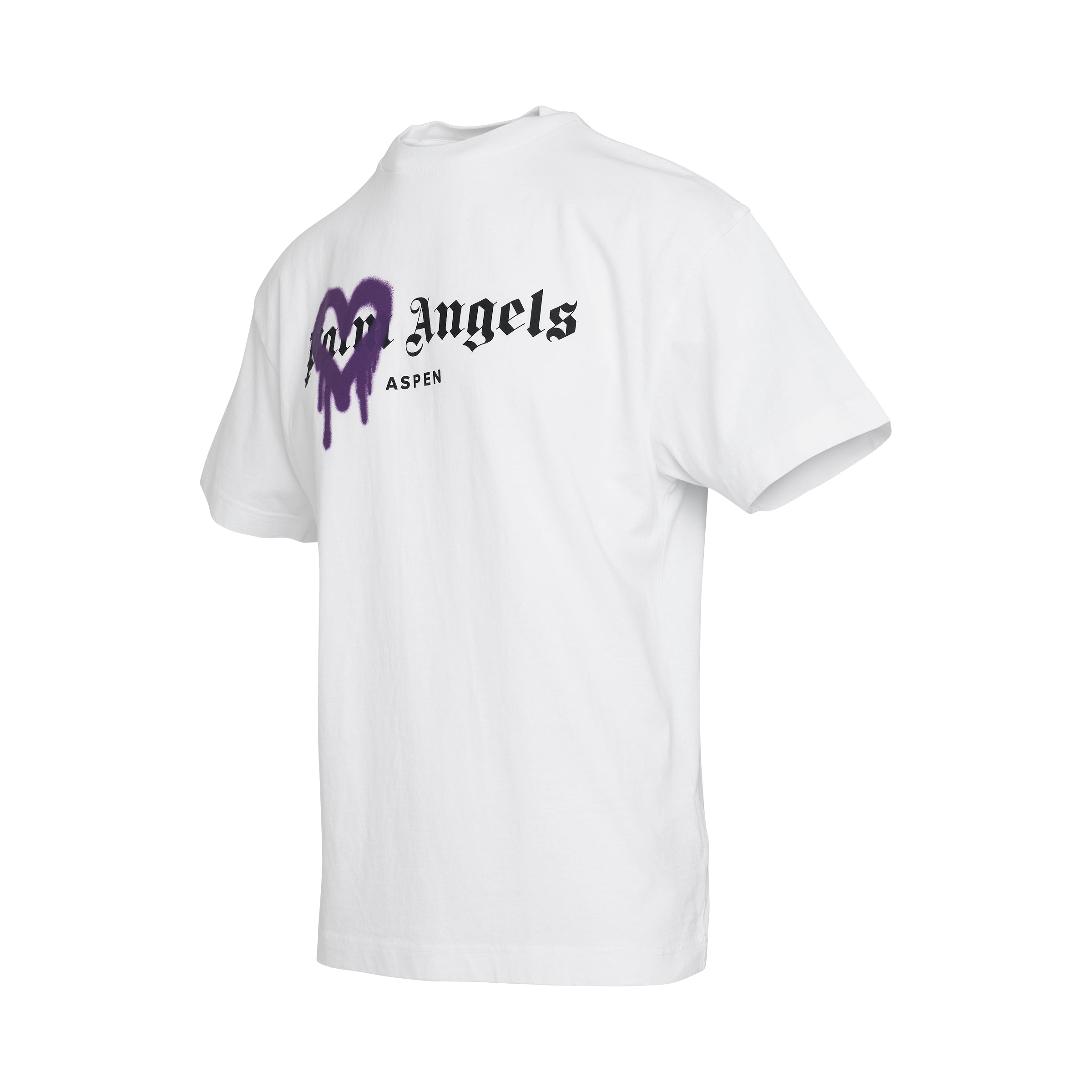 Palm Angels Aspen Heart Sprayed Logo T-Shirt White/Purple/Black
