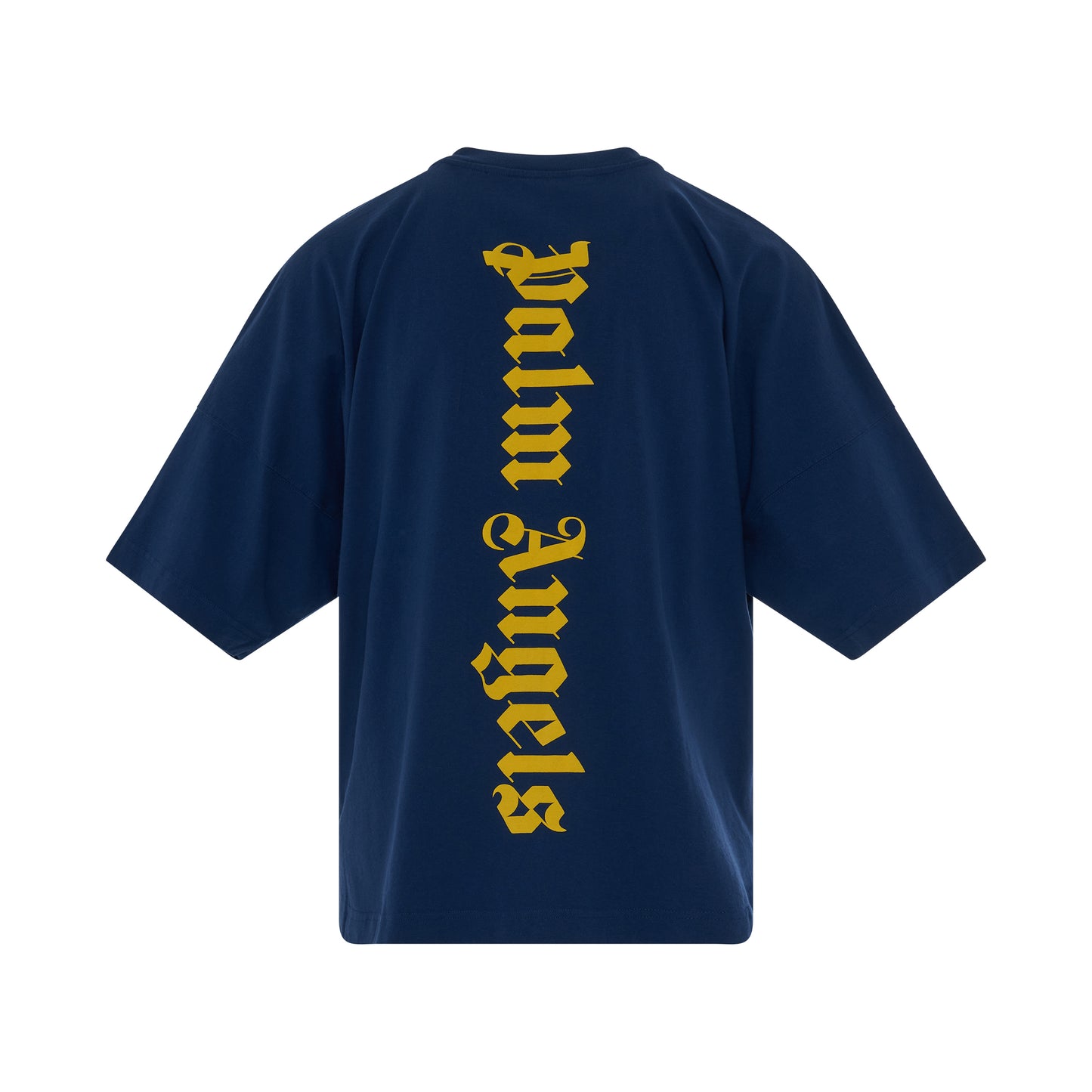 Palm Angels Logo Over T-Shirt Navy Blue/Yellow