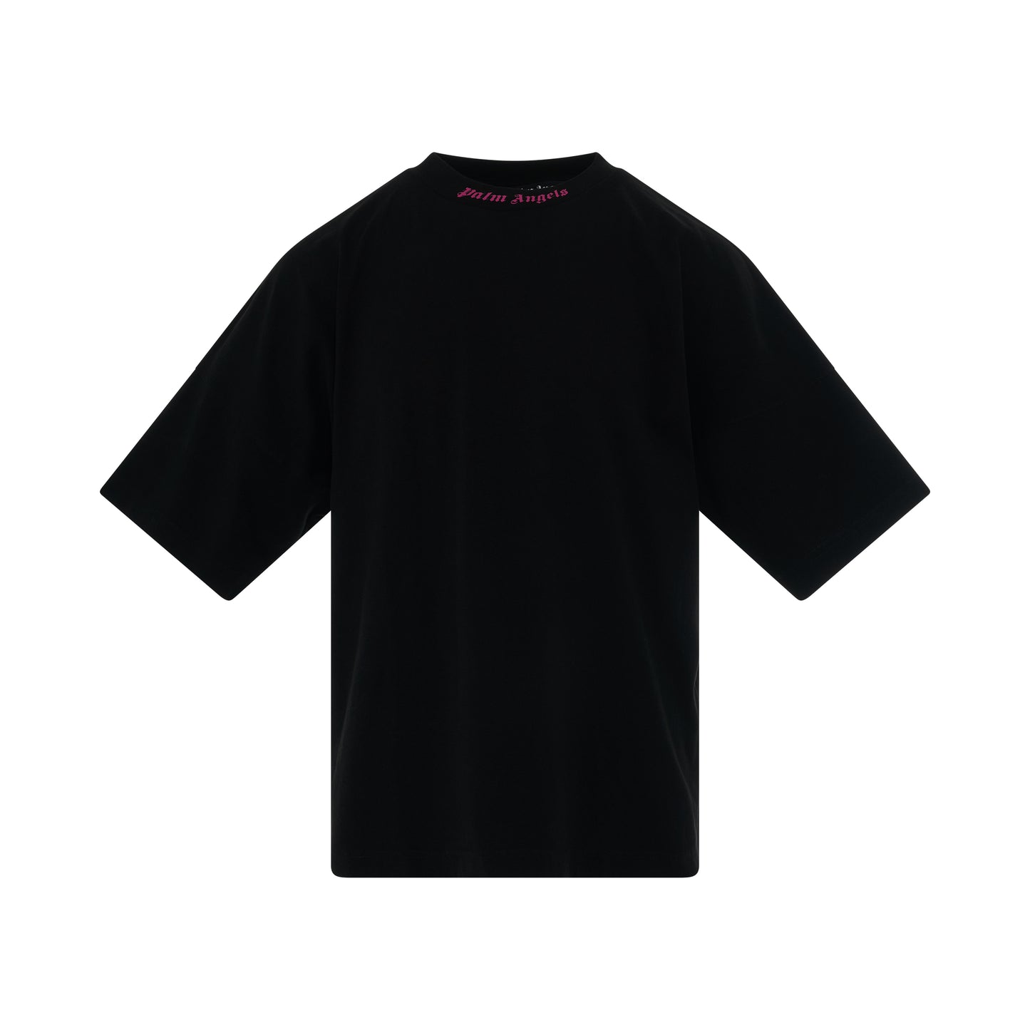 Doubled Logo Over T-Shirt in Black/Fuschia