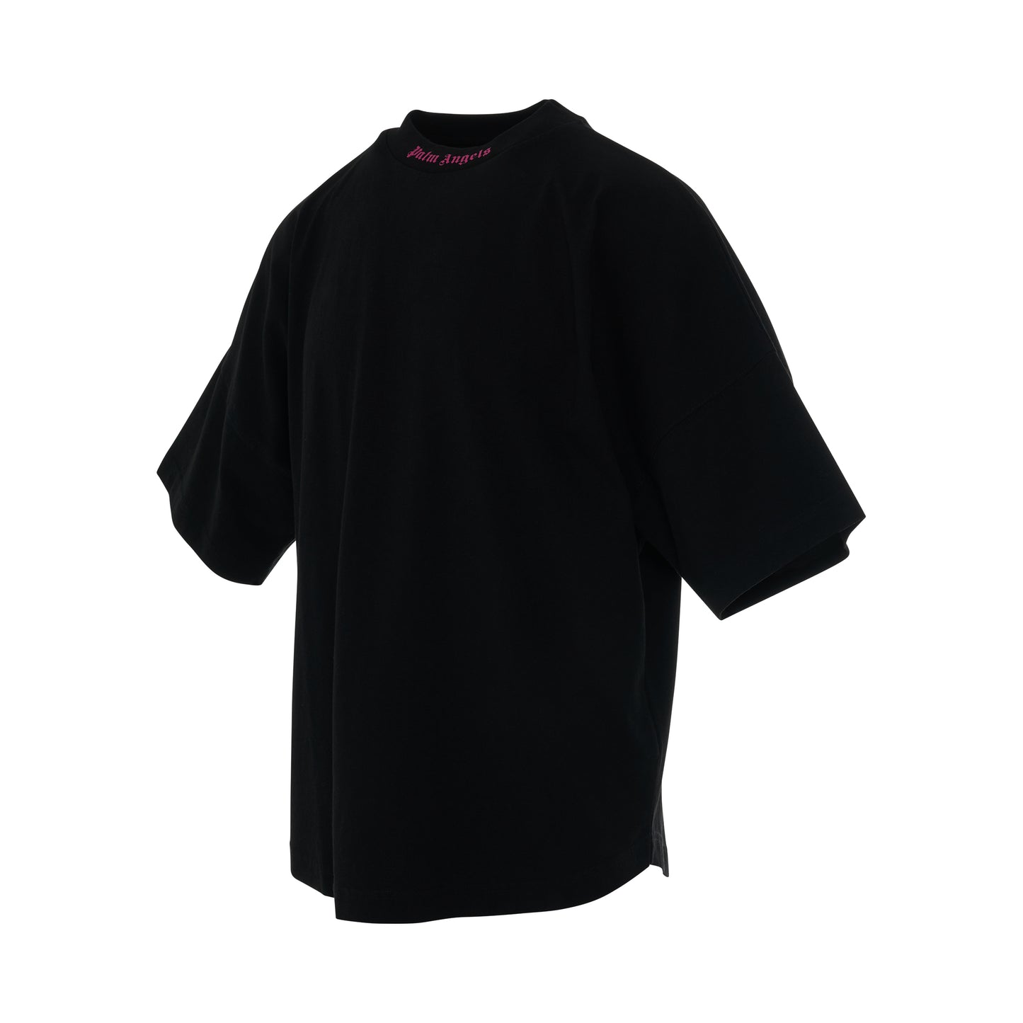 Doubled Logo Over T-Shirt in Black/Fuschia