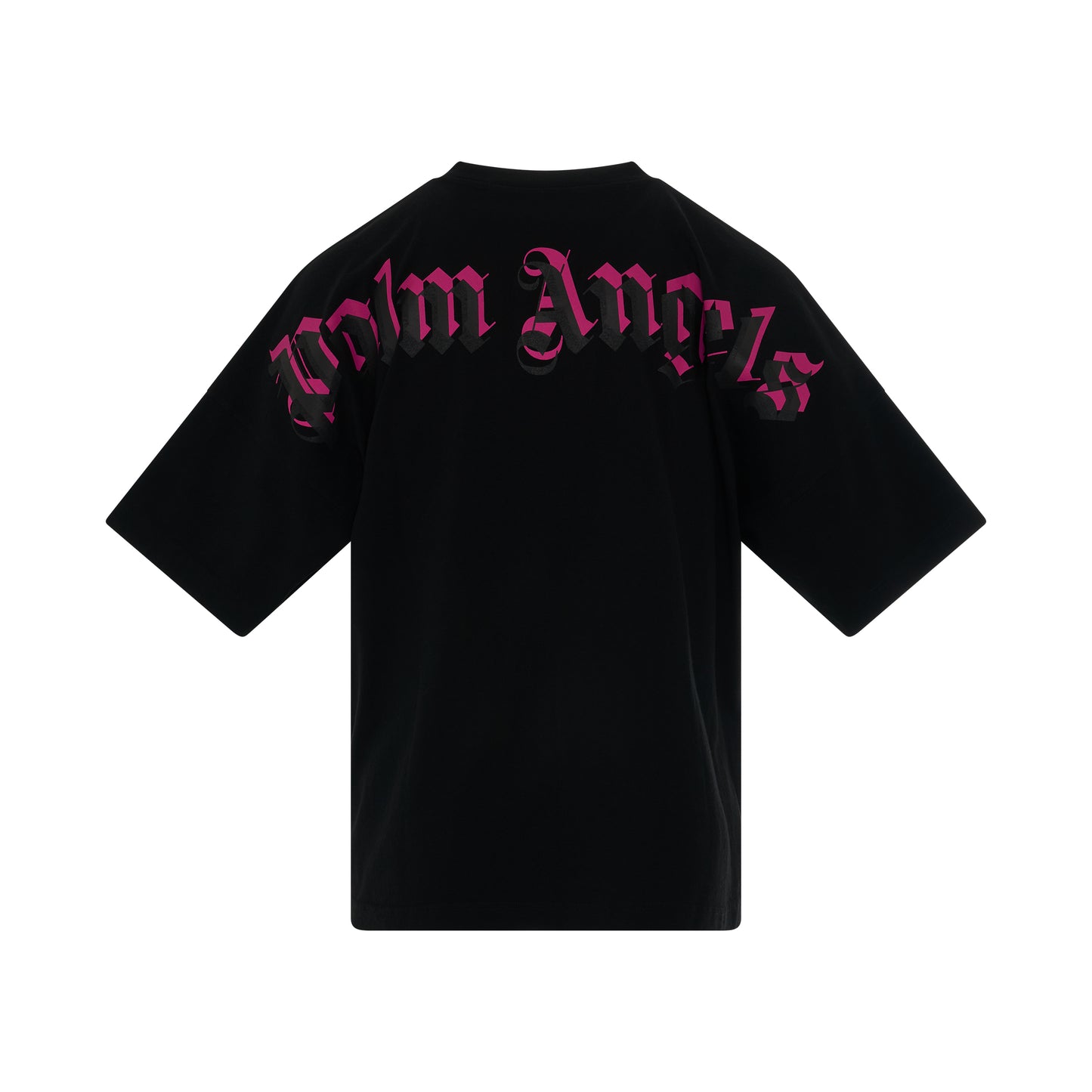 Doubled Logo Over T-Shirt in Black/Fuschia