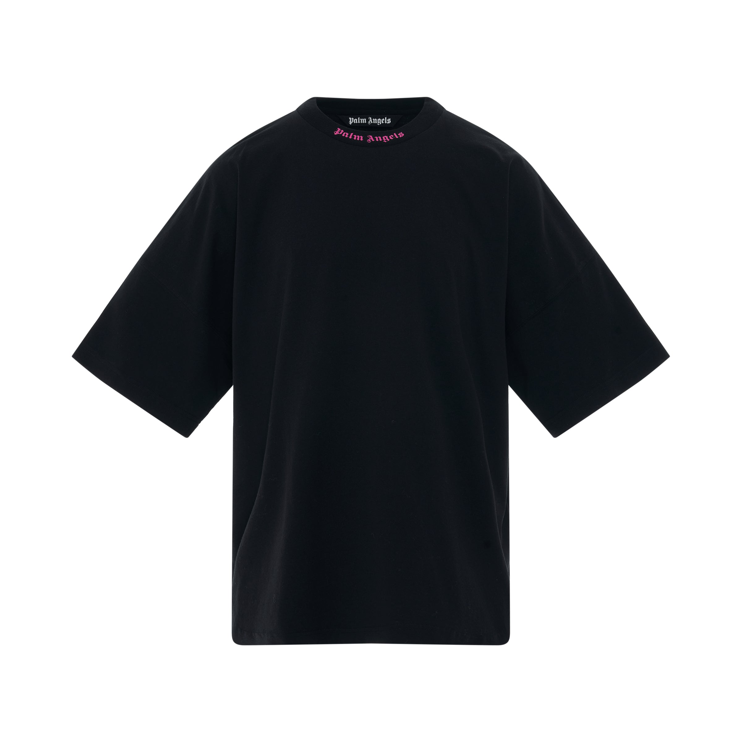 Doubled Logo Oversize T-Shirt in Black/Fuchsia