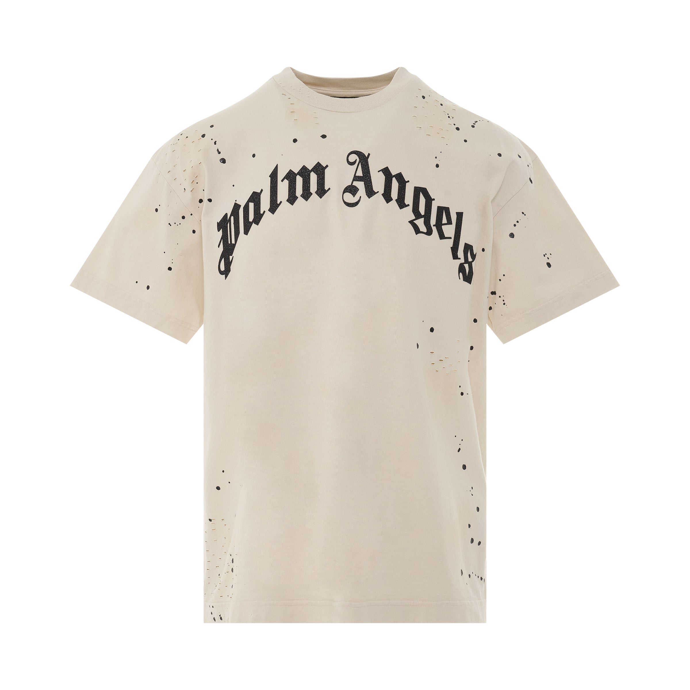 Glittered Logo Classic T-Shirt in Off White/Black