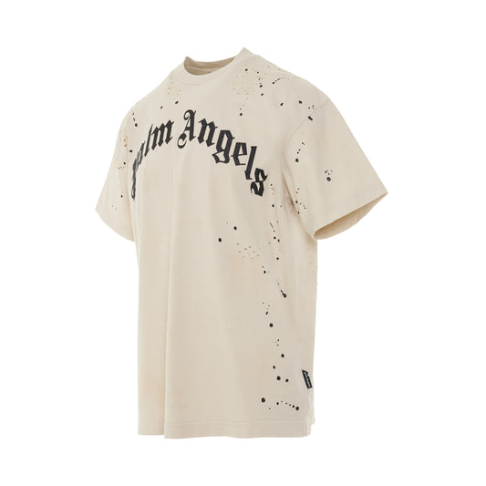 Glittered Logo Classic T-Shirt in Off White/Black