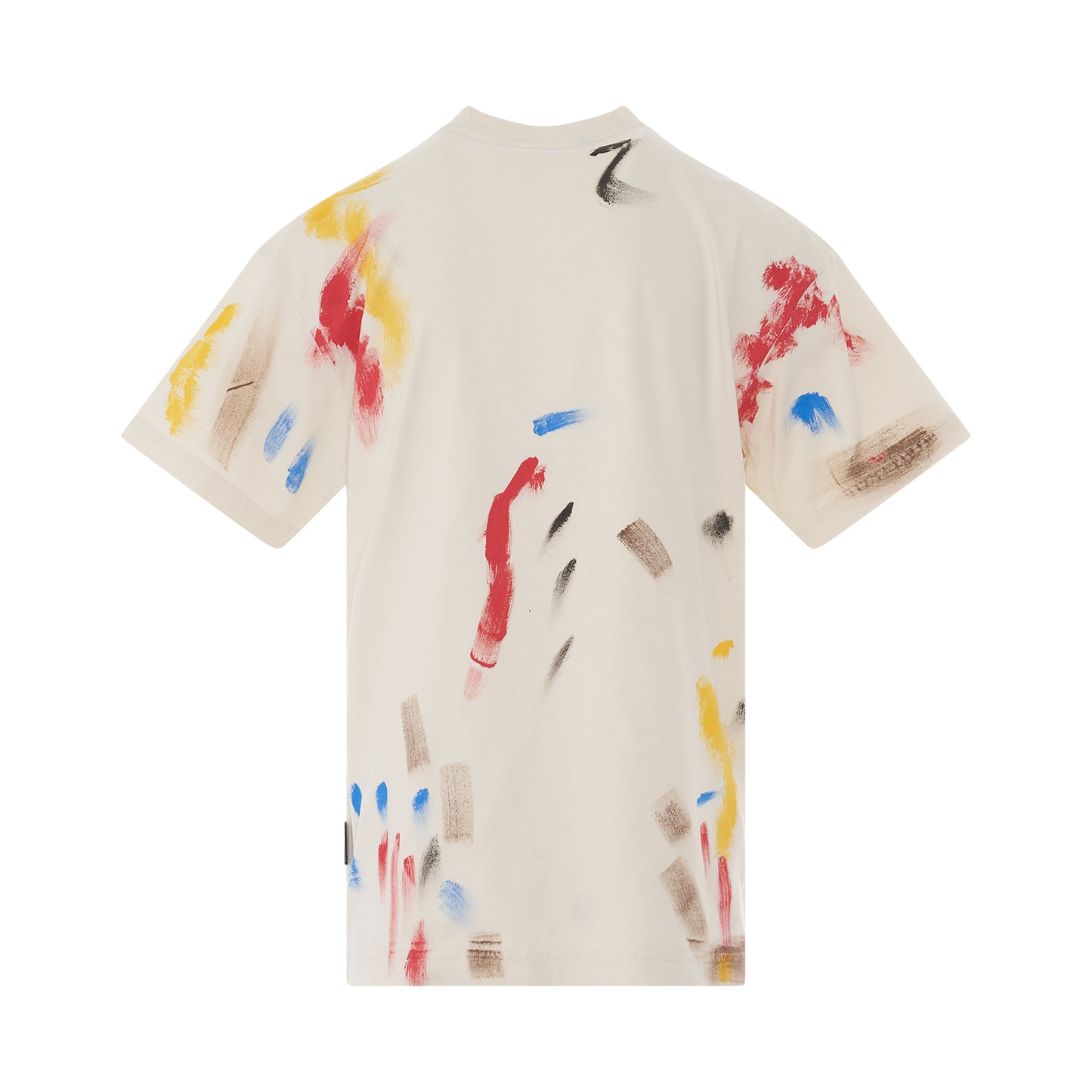 Palm Angels Painted College T-Shirt in Off White