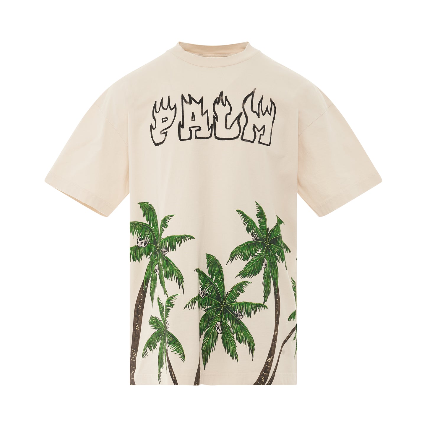 Palm&Skull Vintage T-Shirt in White/Green