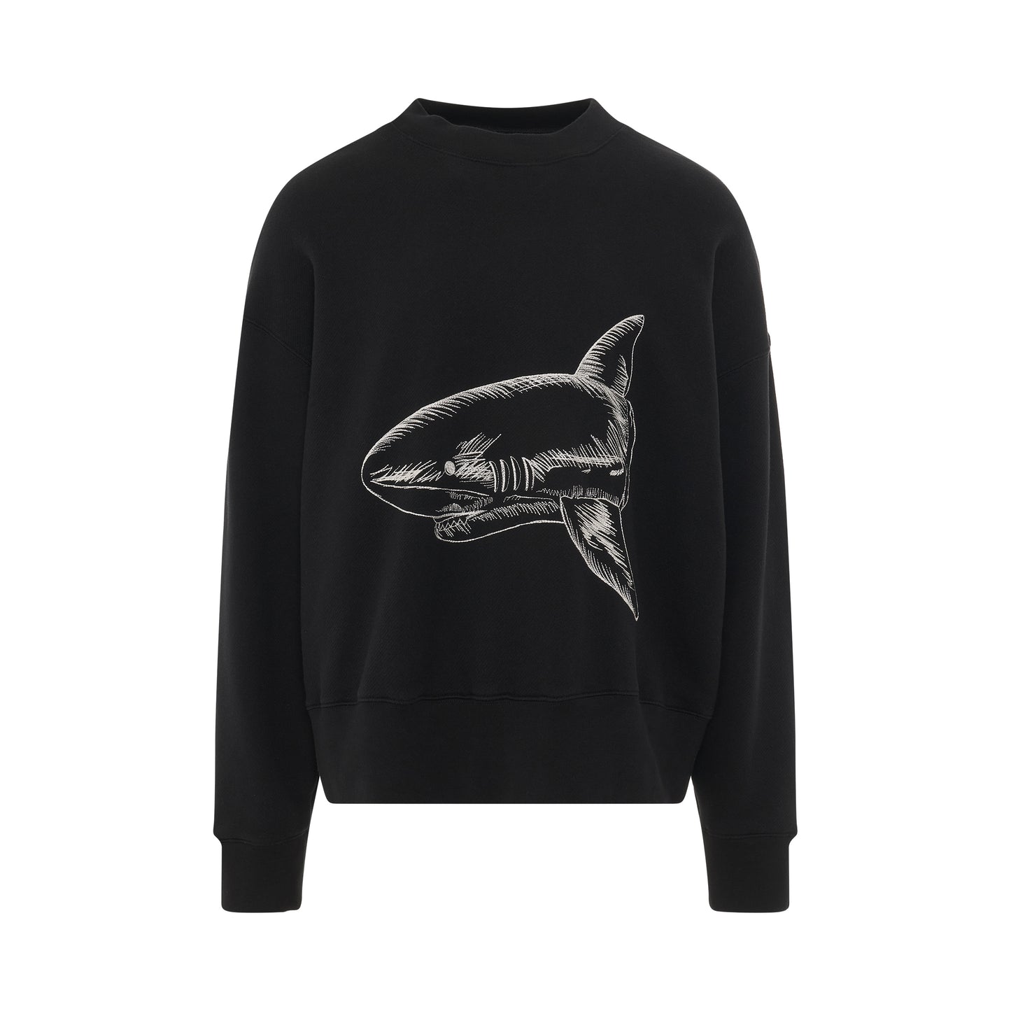 Split Shark Crewneck in Black/Off White