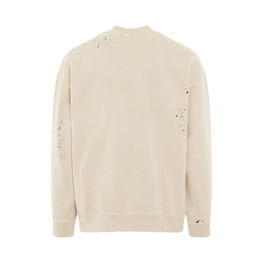 GD Glittered Logo Crewneck in Off White/Black