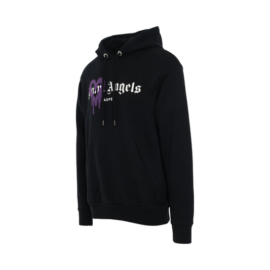 Aspen Heart Sprayed Hoodie in Black