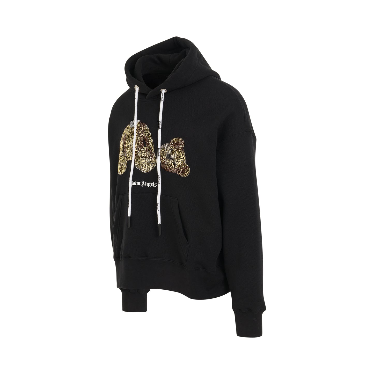 PA Sequins Bear Hoodie in Black/Gold