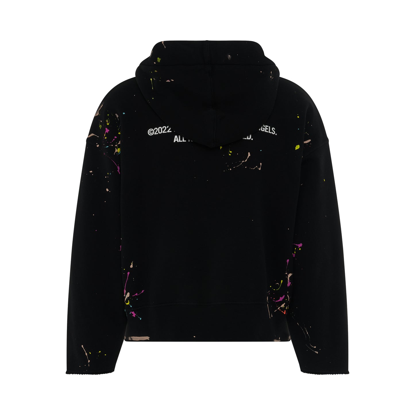 PXP Painted Raw Cut Hoodie in Black/White