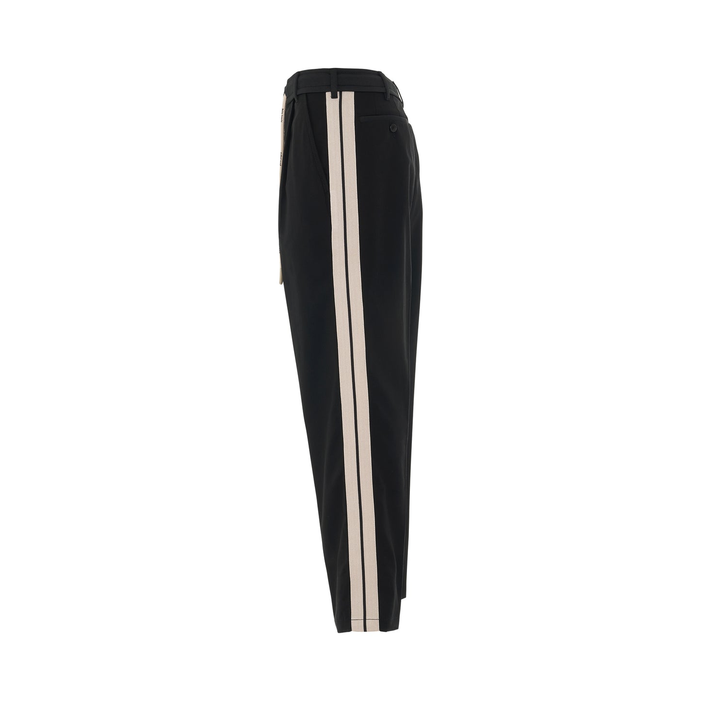 Track Belt Pants in Black/Off-White