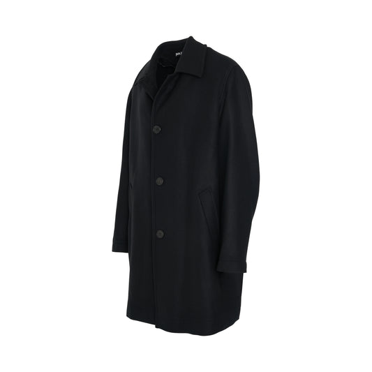 Curved Logo Coat in Black