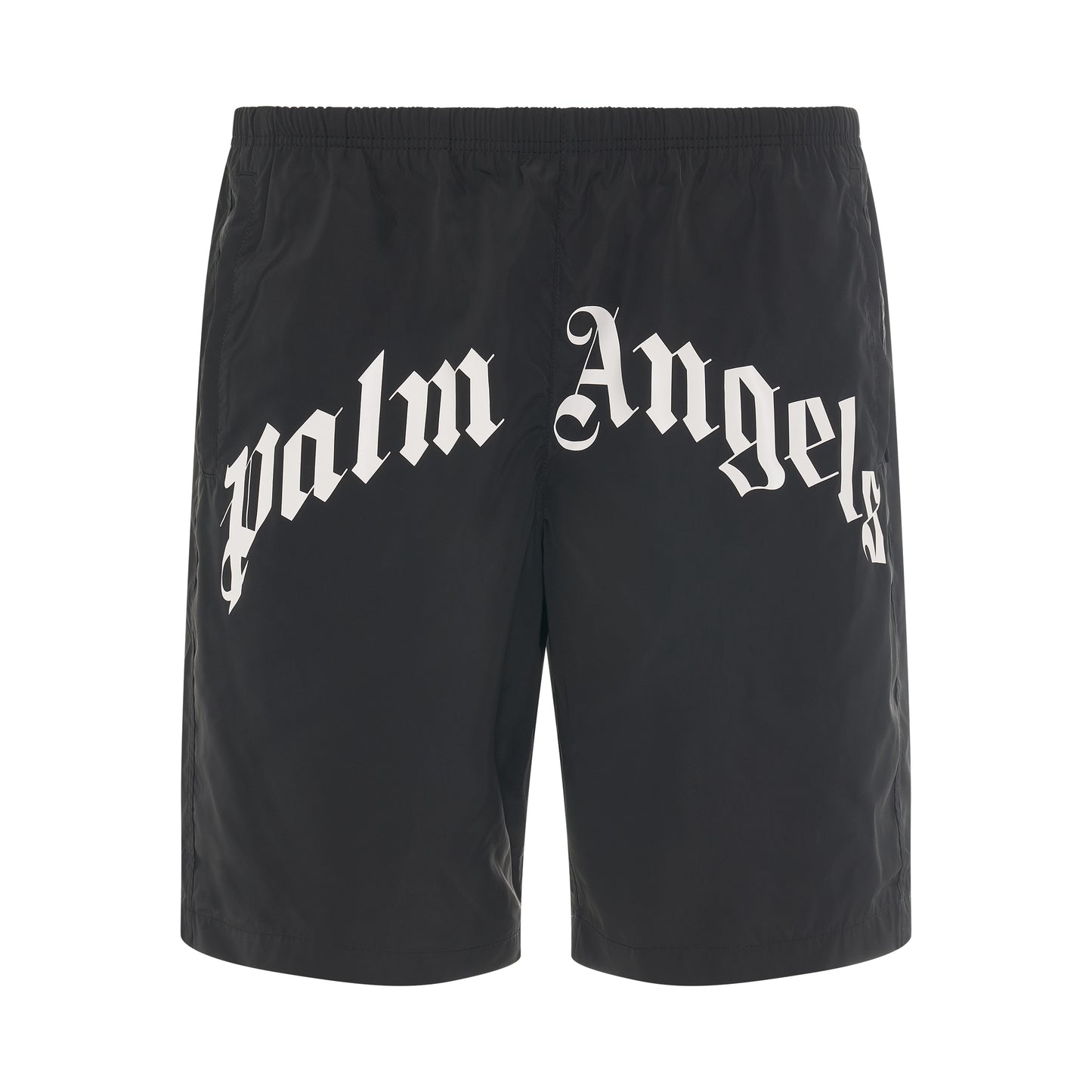 Curved Logo Swin Short in Black/White