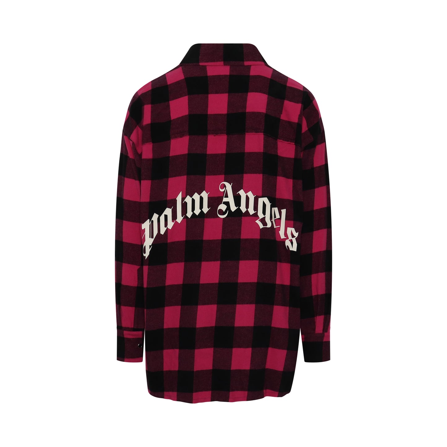 Flannel Curved Logo Oversize Shirt in Fuchsia
