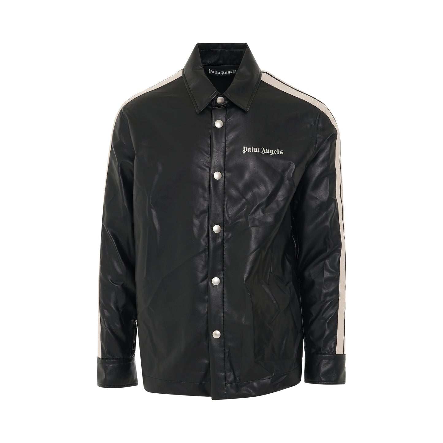 Leather Track Shirt in Black/White