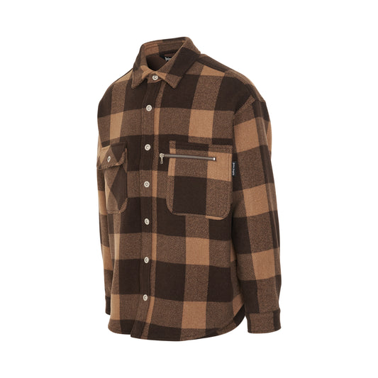 Life Is Palm Lurex Checked Overshirt in Nuts/Butter