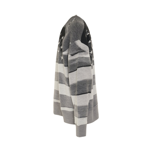 Jacquard Flag Sweater in Melange Grey/Black