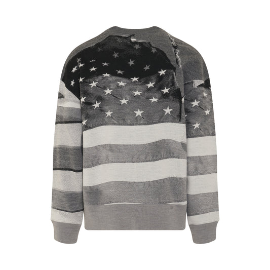 Jacquard Flag Sweater in Melange Grey/Black