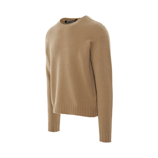 Curved Logo Sweater in Beige/White