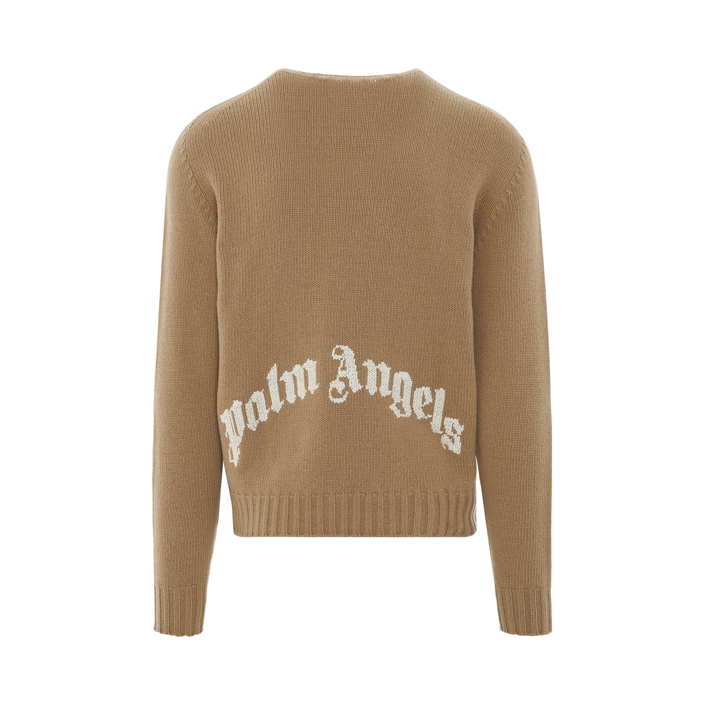 Curved Logo Sweater in Beige/White