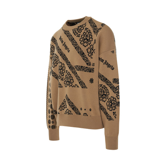 Jacquard Bandana Sweater in Beige