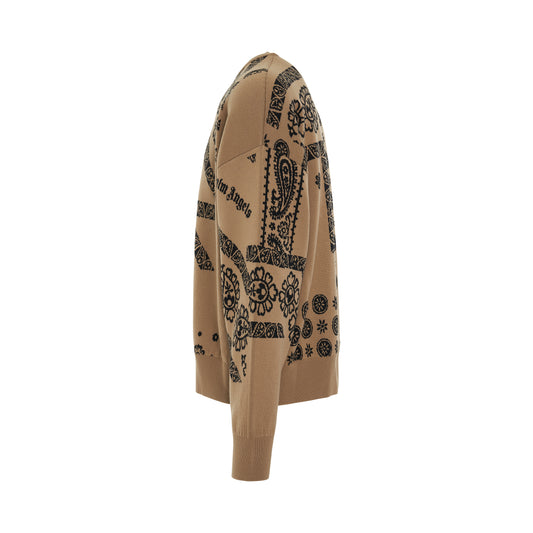 Jacquard Bandana Sweater in Beige