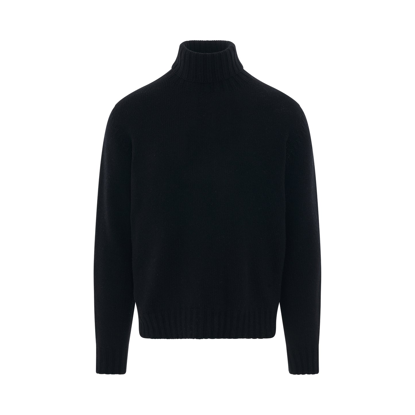 Curved Logo Turtleneck Sweater in Black/White