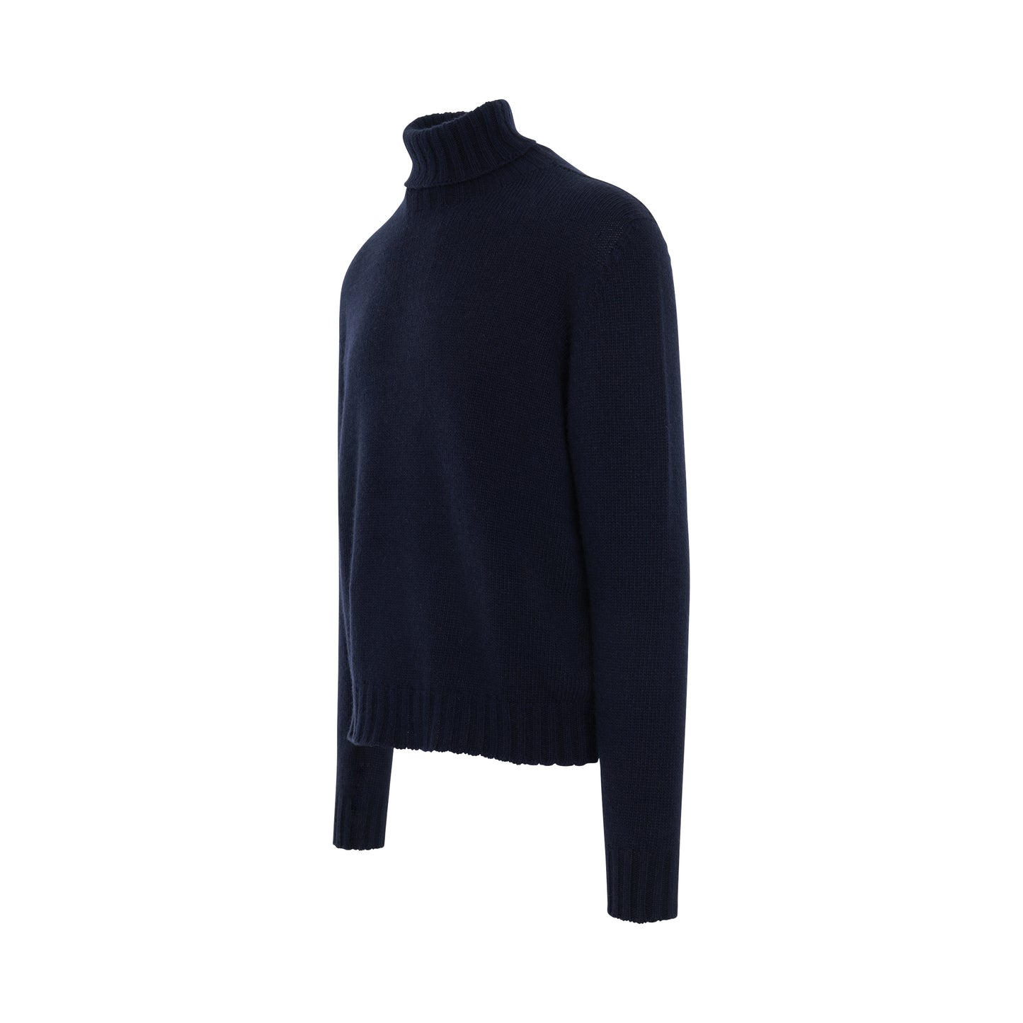 Curved Logo T-Neck Sweater in Navy Blue