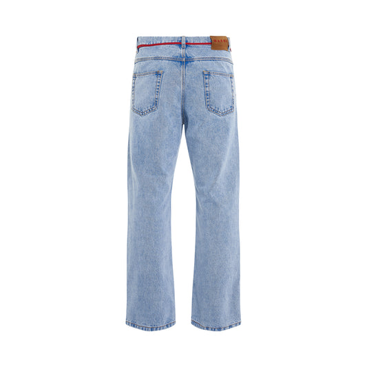 Mohair Patch Straight Leg Jeans in Illusion Blue