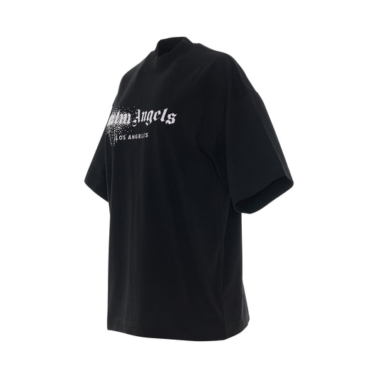 Rhinestones Spray Logo T-Shirt in Black/White