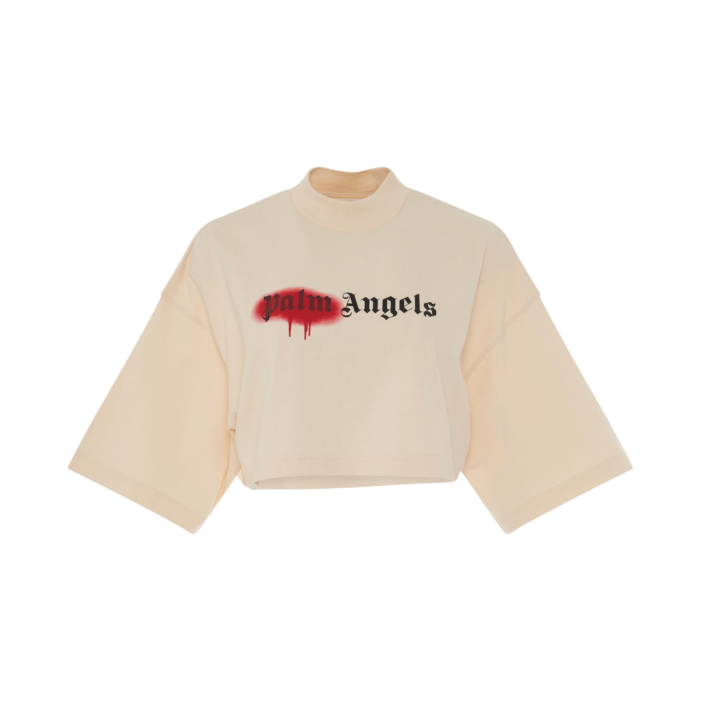 Sprayed Logo Cropped T-Shirt in Off White