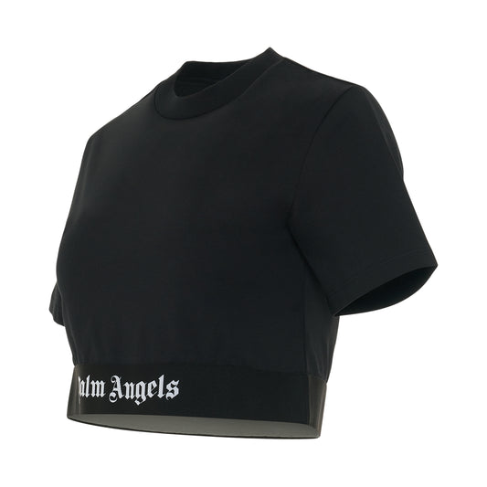 PA Logo Tape Cropped T-Shirt in Black/White