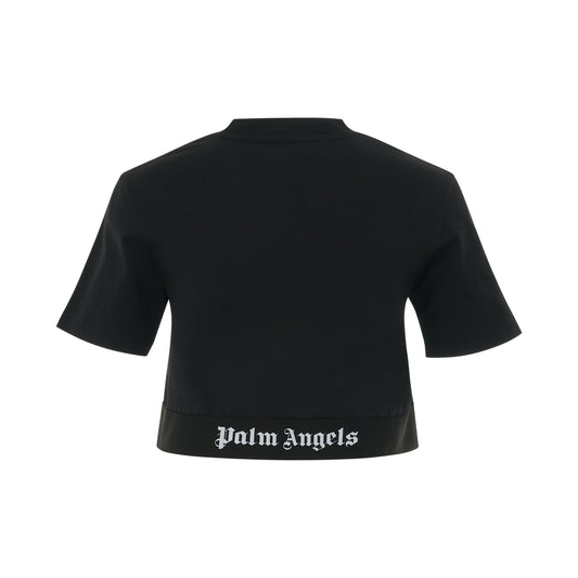 PA Logo Tape Cropped T-Shirt in Black/White