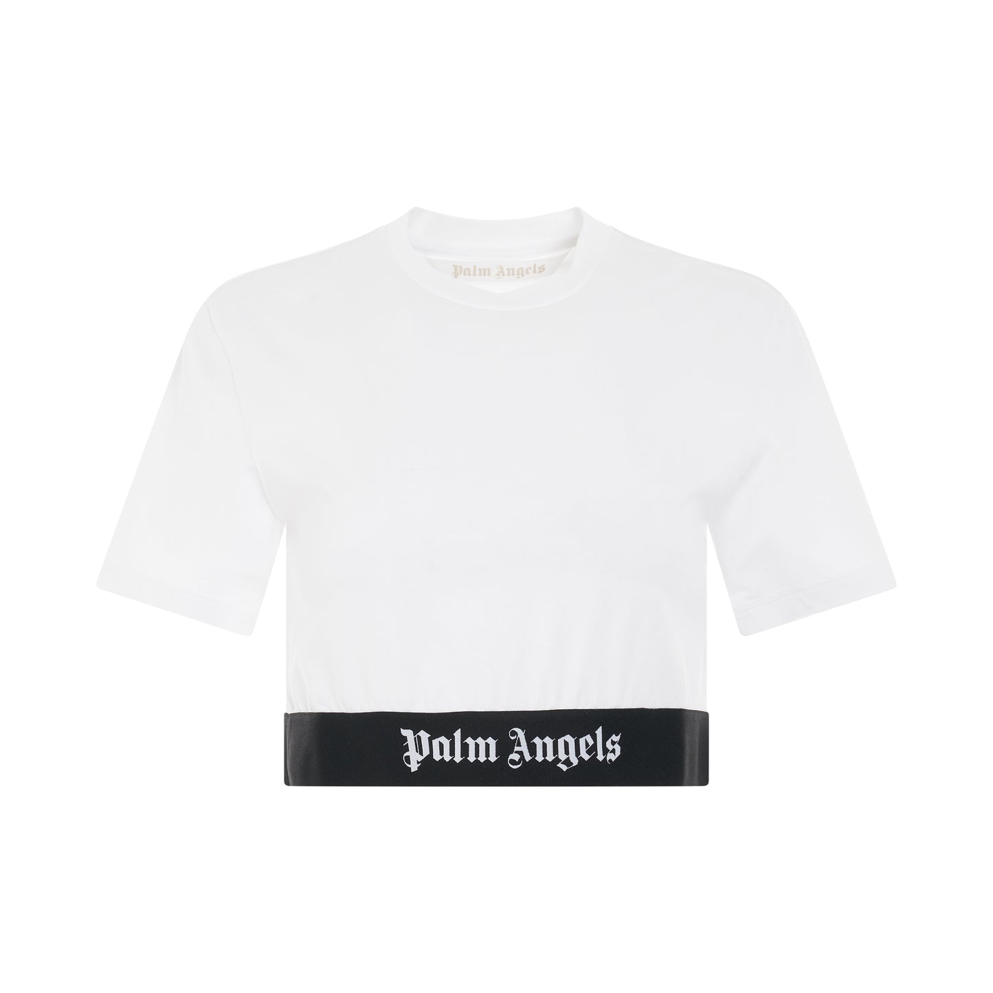 Logo Tape Cropped T-Shirt in White