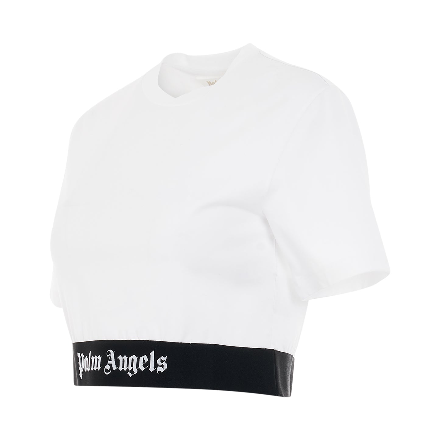 Logo Tape Cropped T-Shirt in White