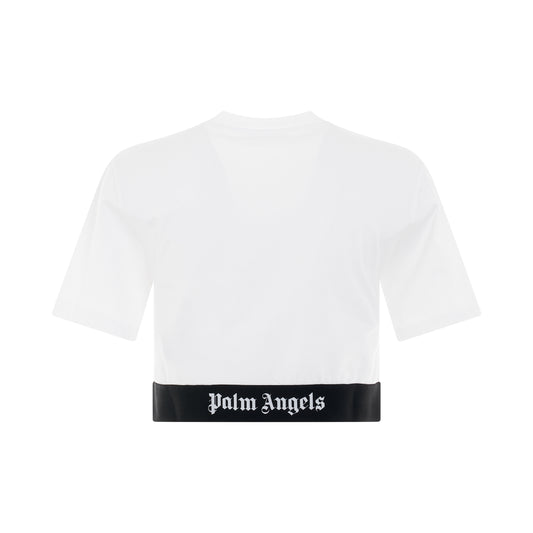 Logo Tape Cropped T-Shirt in White