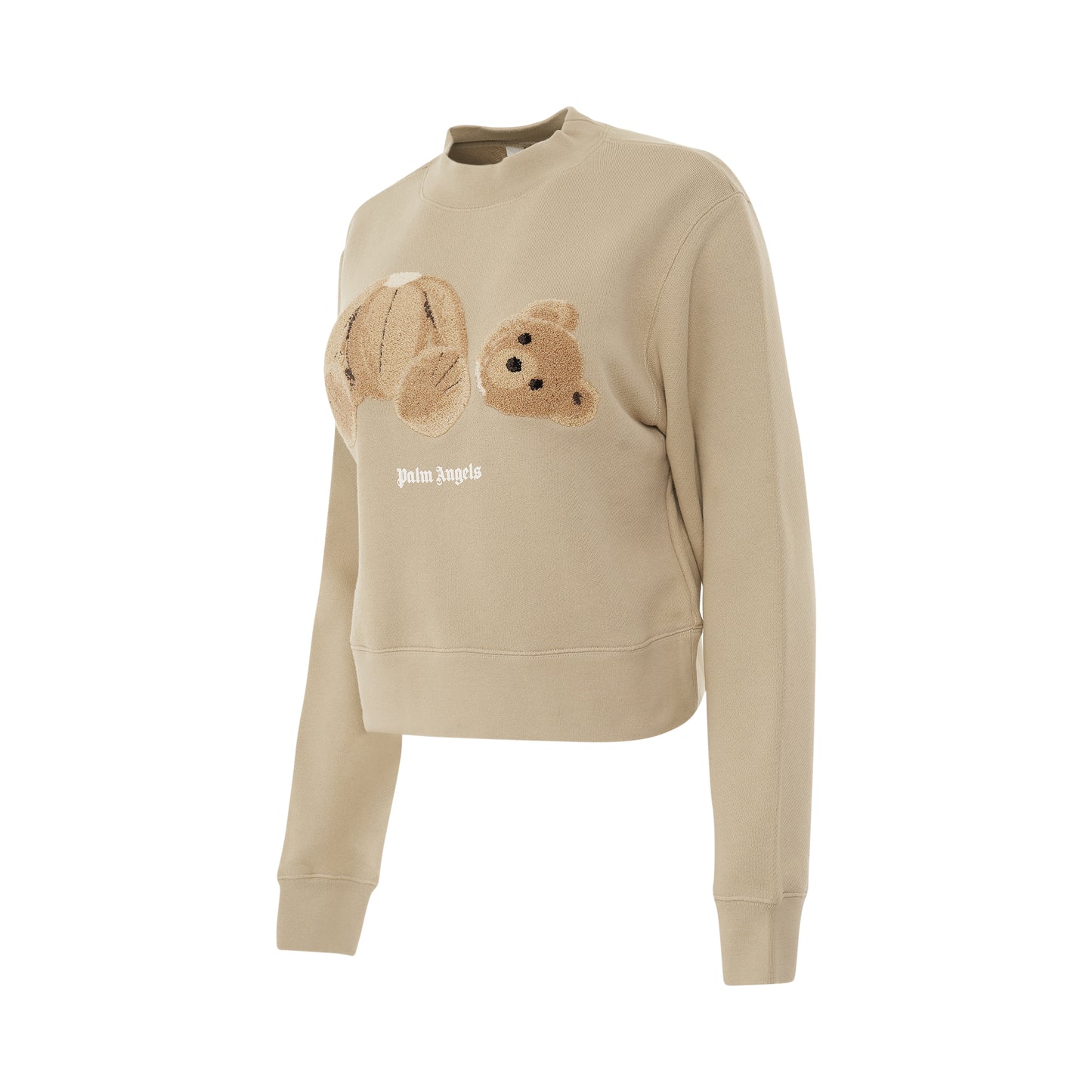 Palm Angels Bear Fitted Crewneck in Beige/Brown