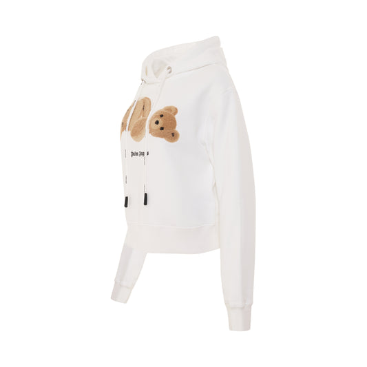 Classic PA Bear Hoodie in White/Brown