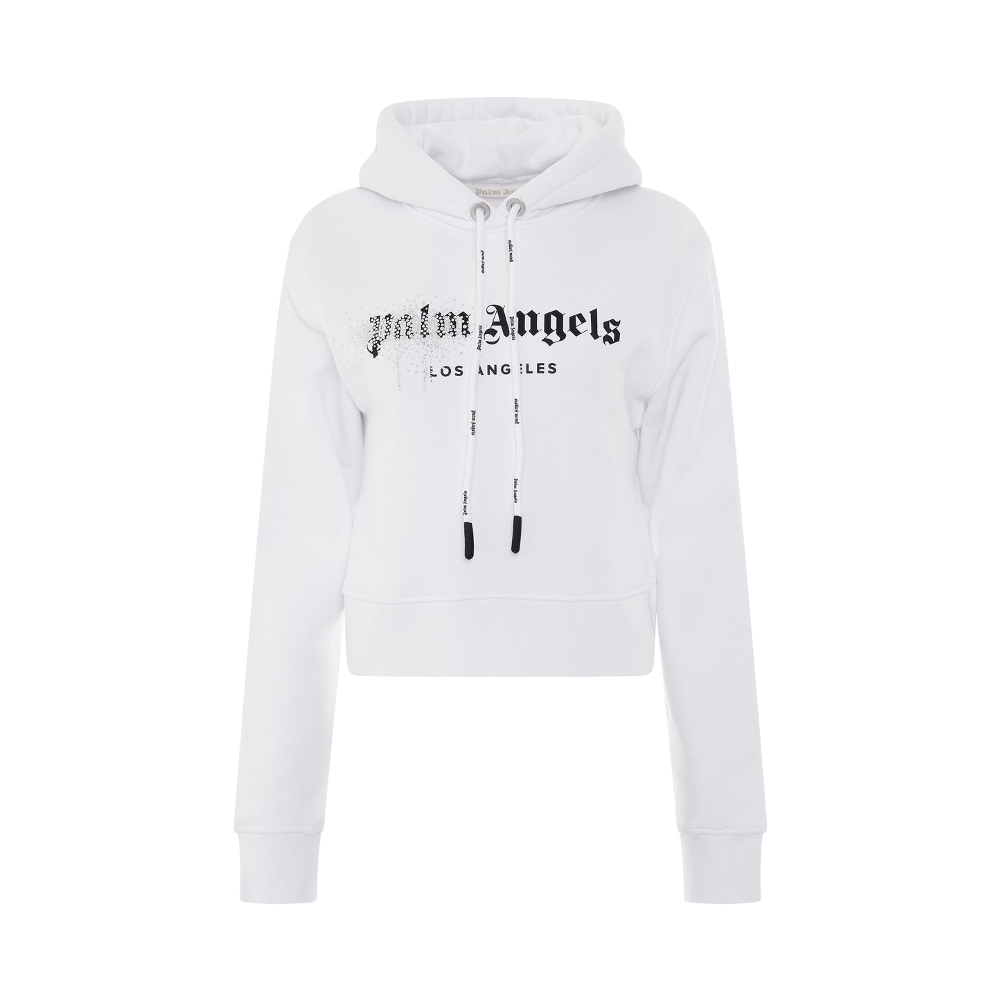 Rhinestone Spray Logo Hoodie in White