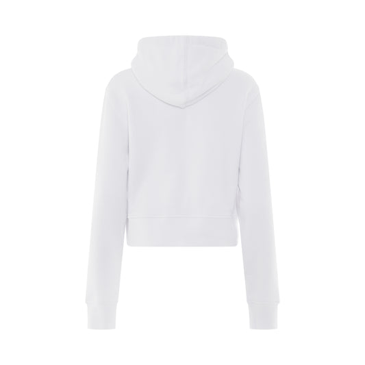 Rhinestone Spray Logo Hoodie in White