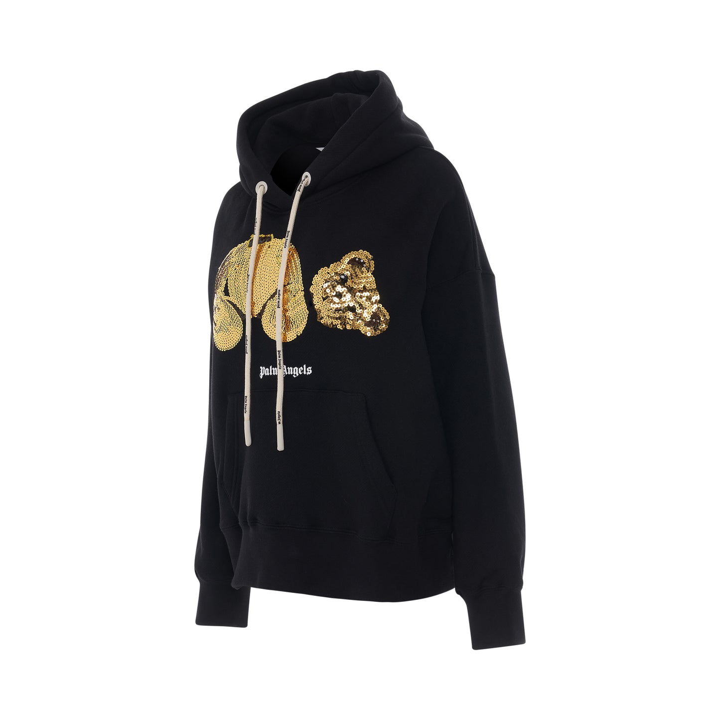 Gold Sequins PA Bear Hoodie in Black