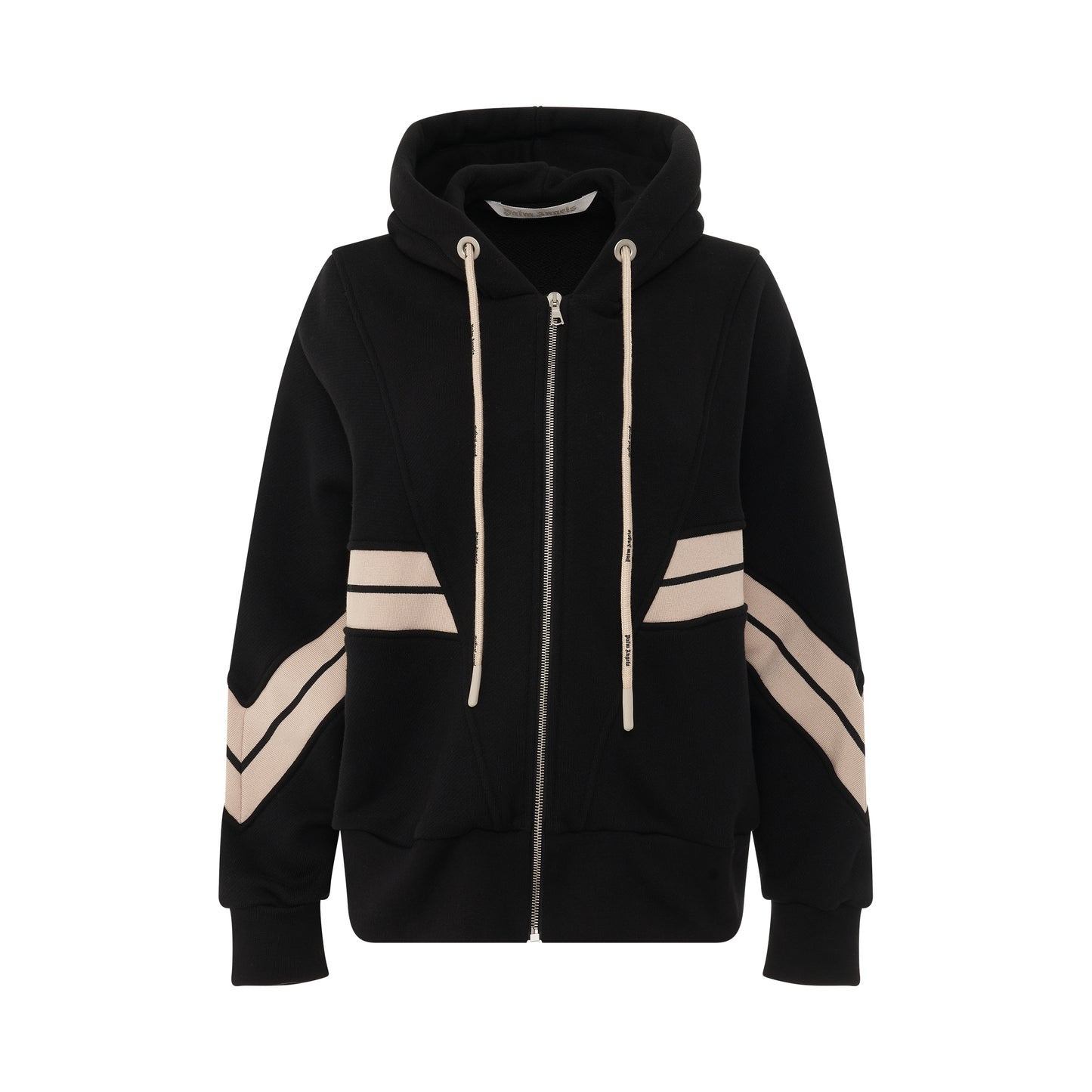 Track Rib Zipped Hoodie in Black/Butter