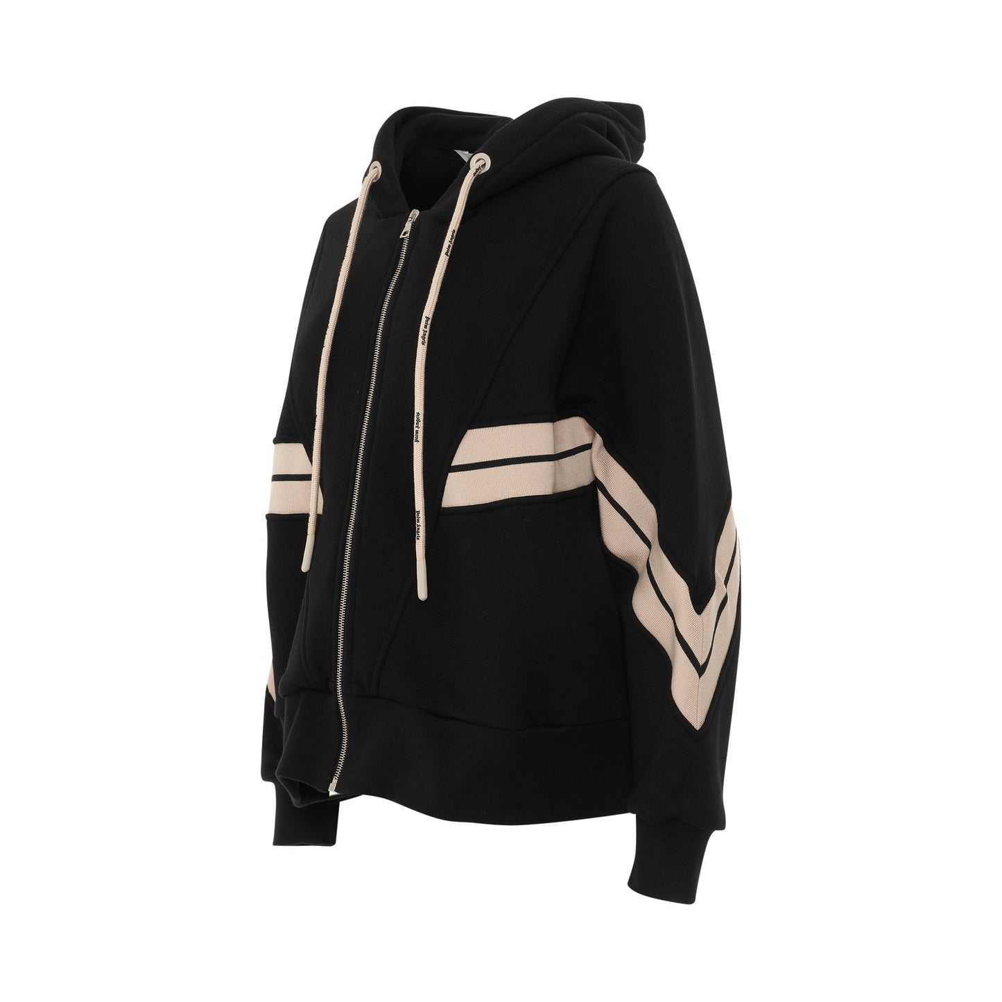 Track Rib Zipped Hoodie in Black/Butter