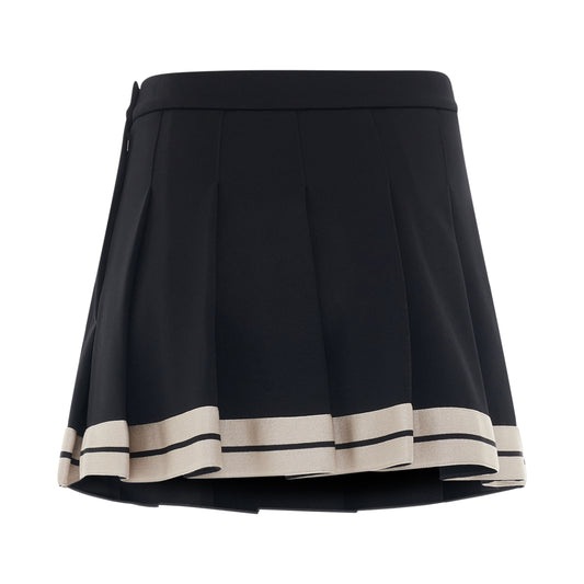 Track Pleated Skirt in Black/Butter