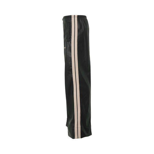 Leather Effect Loose Trackpants in Black/Off White