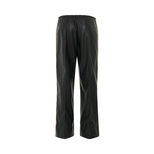 Leather Effect Loose Trackpants in Black/Off White